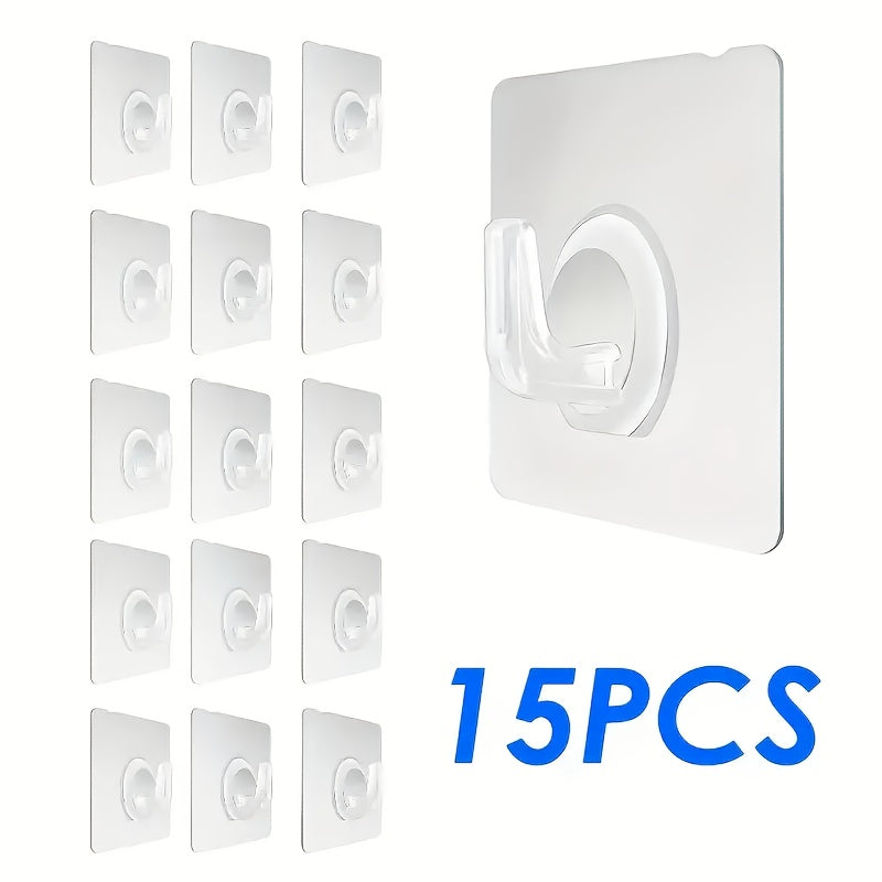 10, 15 o 30 ganchos transparentes autoadhesivos para colgar ropa, resistentes, para puerta o pared, cocina o baño