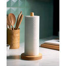 Juego de soporte de pañuelos simples - un dispensador de madera independiente para cocina y baño, con un soporte redondo de 24,38 cm de altura y un diámetro de base de 7,62 cm, diseñado para instalación autoadhesiva.