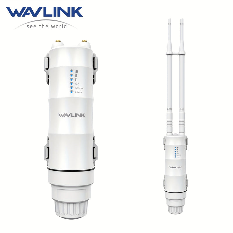 WAVLINK N300 Punto de Acceso Inalámbrico Exterior - Impermeable, Alimentado por PoE, Extensor WiFi de Largo Alcance con Puertos WAN/LAN, Antenas Direcionales 2x7dBi, Modos Versátiles de AP/Enrutador/Repetidor, Resistencia al Clima con Clasificación