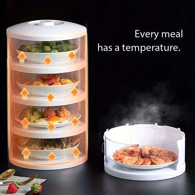 Cubierta de Alimentos de Plástico Transparente Apilable - Multifuncional, a Prueba de Polvo y Conservadora de Frescura para Sobras y Comidas