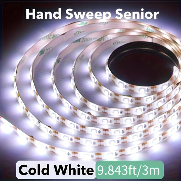 Tira de luces LED inteligente de 5V con sensor de movimiento - Control fácil de encendido/apagado, luz cálida/blanca, ideal para TV, cocina, gabinetes y armarios - Incluye cinta adhesiva de doble cara