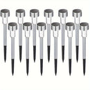 Juego de 10/12 luces LED solares para jardín, acero inoxidable, resistentes, ideales para patios, senderos y áreas exteriores