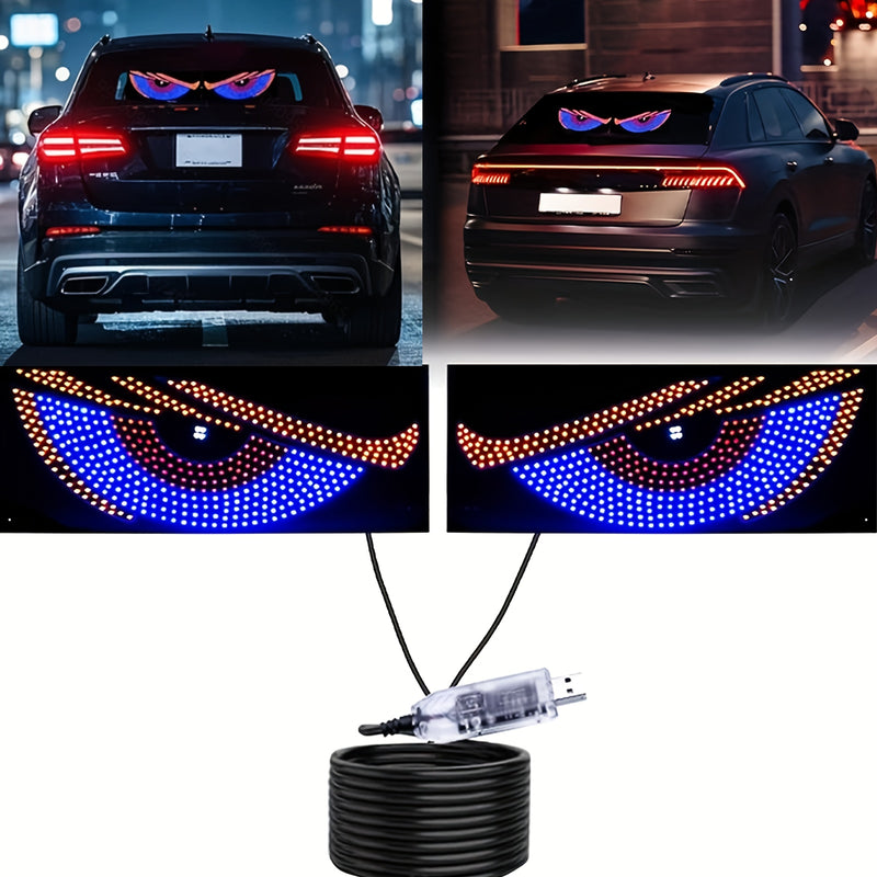 2 luces LED decorativas para auto con diseño de ojo de diablo, recargables por USB, luces de ambiente para ventanas con múltiples modos, accesorio interior para autos, moderno y elegante
