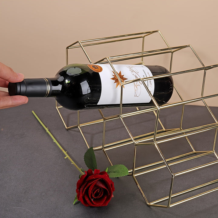 Estante de vino de panal de abejas de metal, estante de vino tinto, decoración nórdica para el hogar, adornos para gabinete de vino, estante de vino de hierro de 7 rejillas