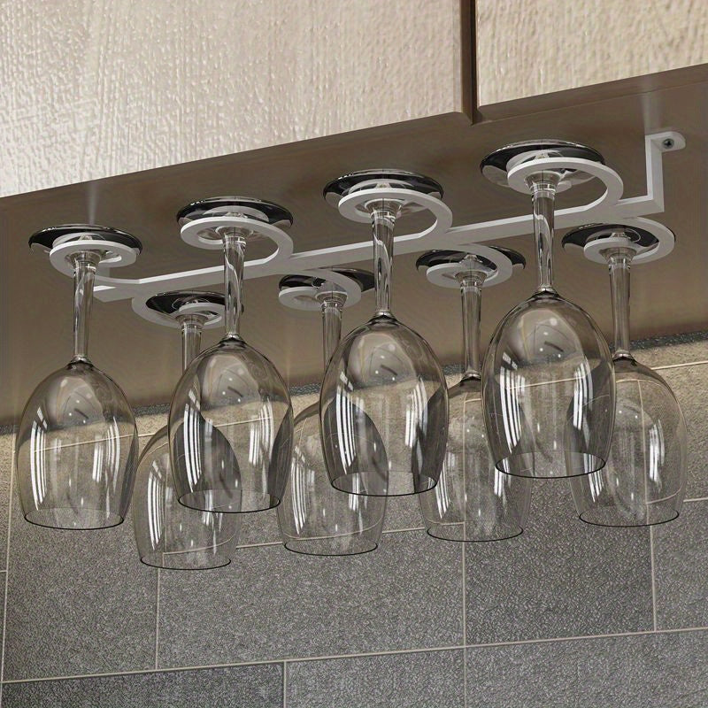 Soporte de vino vintage - Soporte de pared moderno de hierro para vino tinto y elegantes vasos, diseño que ahorra espacio para sala de estar o cocina, organizador de cocina | Elegante soporte de metal | Construcción duradera de hierro, decoración de vino