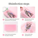 Caixa de Desinfección Profesional para Salón de Uñas - Organizador de Doble Capa con Tapa Transparente, Construcción en Plástico Resistente, Azul Pastel/Rosa - Estación Portátil de Sanitización para Salones de Manicura y Pedicura, Spa o Hogar - Diseño Fá