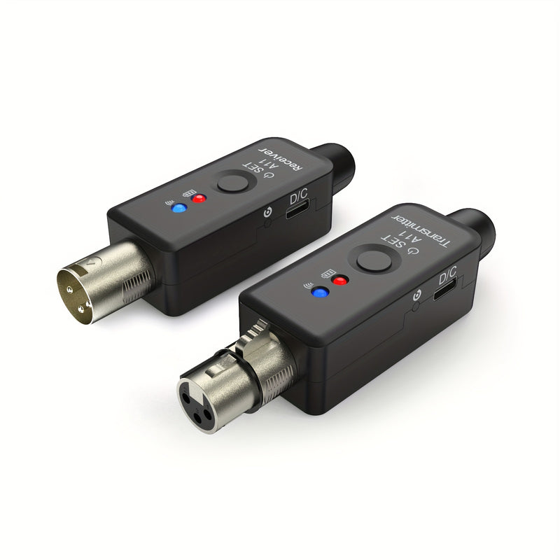 [Micrófono Inalámbrico de Alta Calidad] Sistema de Micrófono Inalámbrico de 2.4Ghz - Transmisión de Sonido de Alta Calidad Compacto Recargable por USB con Adaptador XLR y Puerto de Carga Tipo-C - Ideal para Mezcla de Audio y Micrófonos Dinámicos y de Con