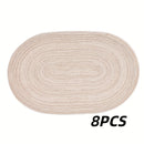 4/6pcs Placemats de hilo oval, manteles de mesa lavables, poliéster 100.00, decoración de comedor tejida a mano, almohadillas de mesa de 100% poliéster
