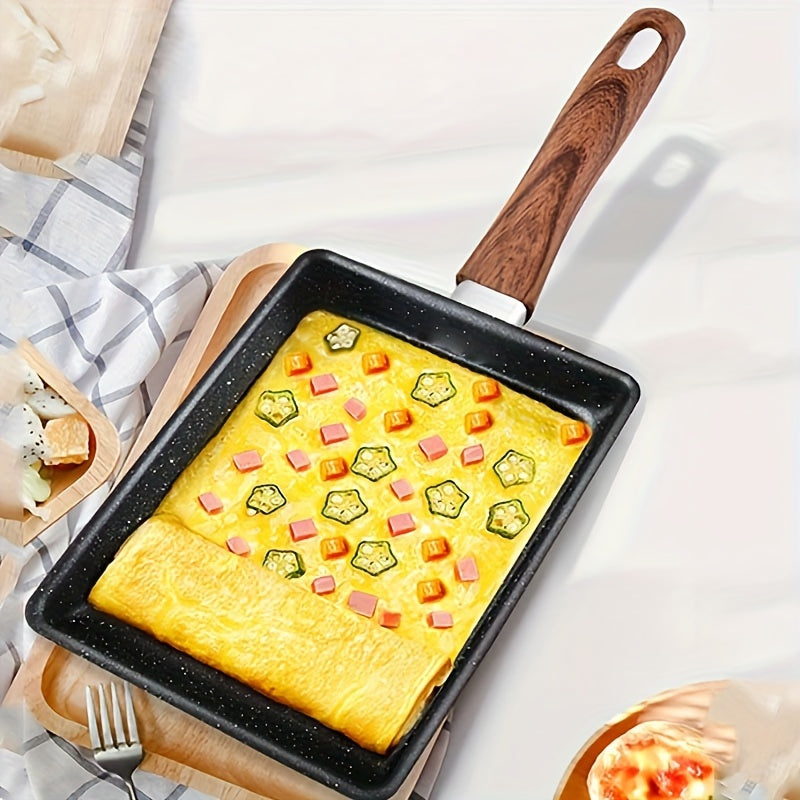 Sartén Japonesa Tamagoyaki Premium con Revestimiento Antiadherente y Mango de Madera - Ideal para Huevos Revueltos y Omeletas Perfectas, Gadget de Cocina Esencial