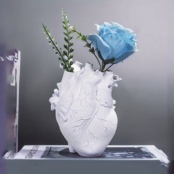 1 Unidad, Jarrón De Resina Con Forma De Corazón Art Deco, Jarrón De Corazón Nórdico Novedoso, Maceta Decorativa Para El Hogar, Pieza De Acento Para Decoración De Interiores Y Exteriores.