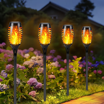 4/8/12 luces solares para jardín con efecto de llama parpadeante, plástico, carga solar, batería de níquel 600mAh, encendido/apagado automático, para césped, patio, acera y entrada