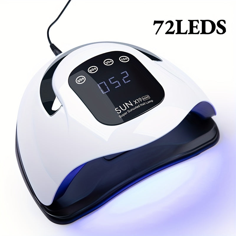 Lámpara de uñas de 72 LED, temporizador de 4 niveles, sin alcohol, secador de uñas LED de tamaño de viaje con adaptador de alimentación - Ideal para principiantes y profesionales, herramienta de arte de uñas|Lámpara de uñas moderna|Lámpara alimentada por