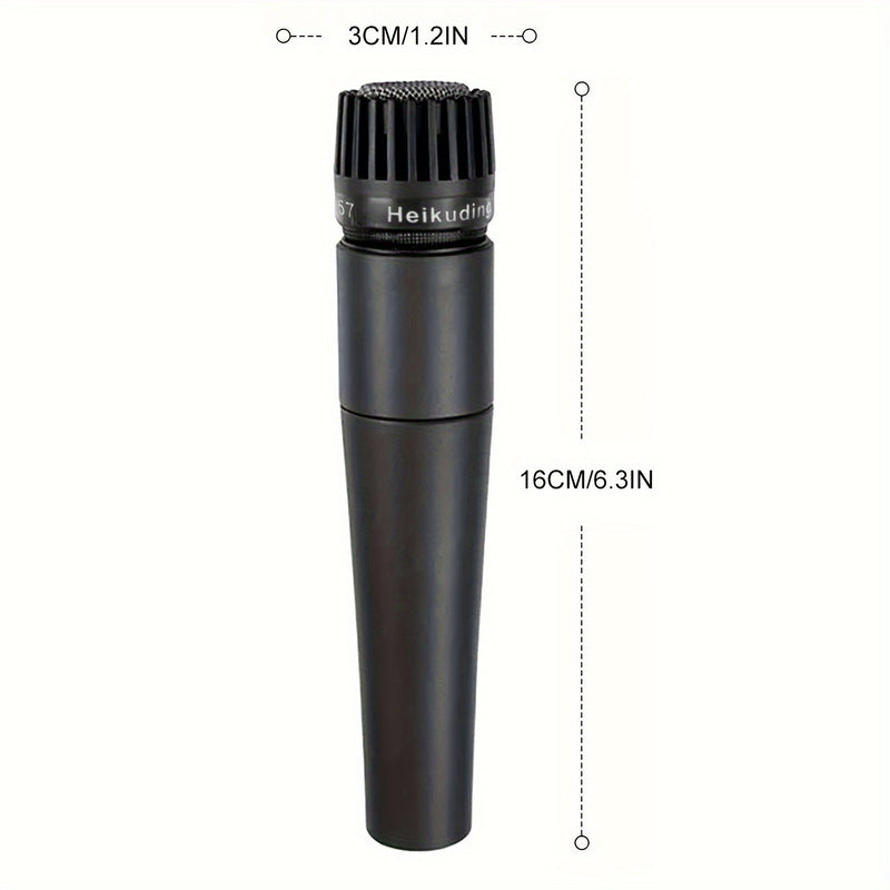 3-Pack Heikuding Micrófono Dinámico Portátil, Estilo SM57, Patrón de Polaridad Unidireccional, Diafragma Pequeño, Metal, Conector XLR, No alimentado, con Clip y Soporte, No requiere Batería