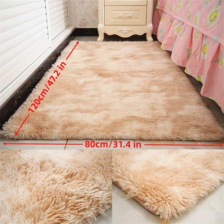 Alfombra de Área Esponjosa Beige Claro de Lujo - Suave, Peluda, Esponja de Alta Elasticidad, Base Antideslizante, Perfecta para Dormitorio, Sala de Estar o Debajo de la Mesa de Café - Decoración de Estilo Nórdico para el Hogar