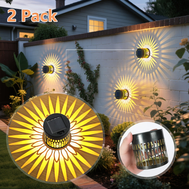 2 Paquetes de Linterna Solar para Exteriores - Adecuados para la Iluminación de Fachadas de Casas Exteriores IP65, Linternas Redondas para Fachadas de Porches más Brillantes con Función Automática de Crepúsculo para Iluminación de Exteriores de Granjas -