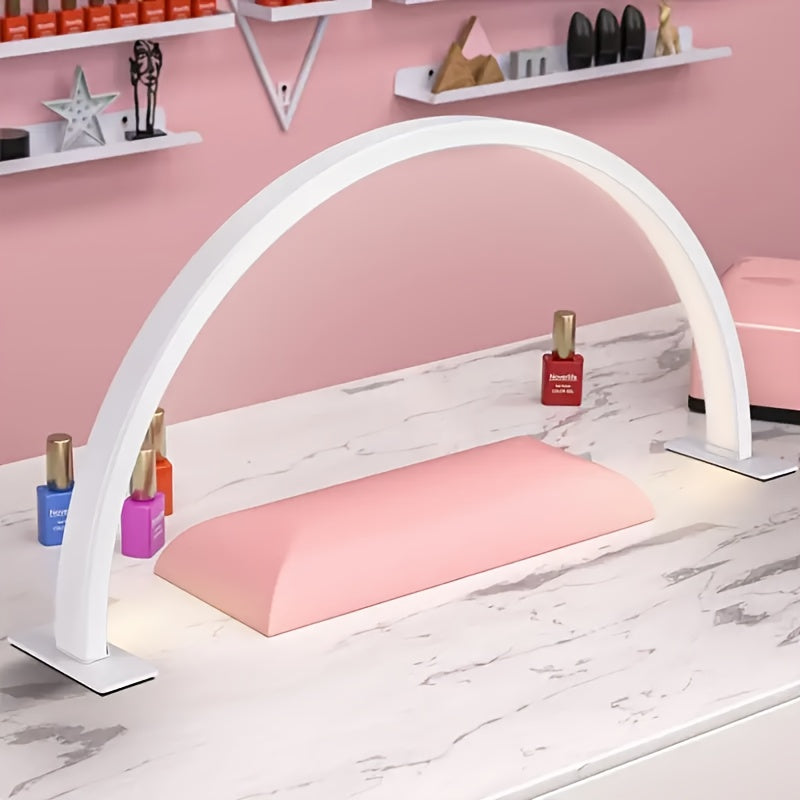 1 Lámpara LED Semircular para Uñas, Alimentación USB, Material de Aluminio, Tres Colores + Regulable Infinito, Ideal para Arte de Uñas, Extensiones de Pestañas y Cuidado con Luz, Instalación en Escritorio