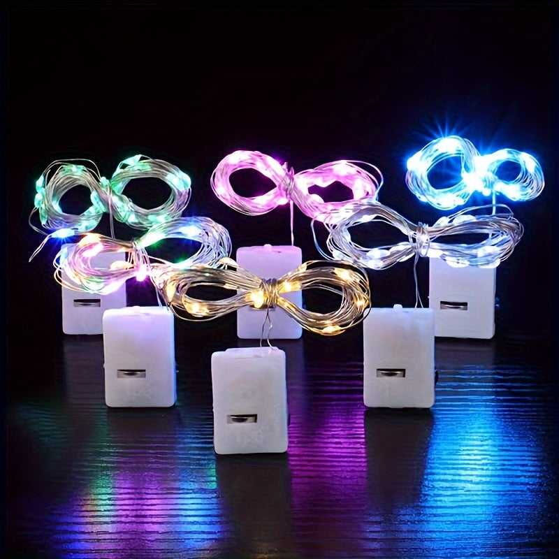 5pcs/10pcs Luces LED de Hadas, Alimentadas por Batería, 20 LED Luciérnagas Luz de Estrellas y Luna Adecuadas para Boda DIY, Fiesta, Dormitorio, Jardín, Luz de Ambiente Navideña, Decoración de Pastel, Ramo, Halloween, Navidad, Acción de Gracias, Regalo de