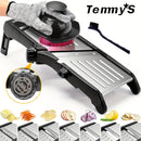 Picadora y Cortador de Verduras Manual TEMMYS con Cuchillas Ajustables de Acero Inoxidable - Rallador Multifuncional para Frutas, Papas, Tomates, Cebollas - Incluye Cepillo de Limpieza, , Esenciales de Cocina
