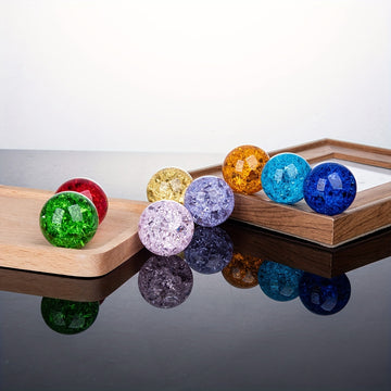 Bola de Cristal Falso Vibrante con Grietas de Hielo - Perfecta para Decoración del Hogar, Fotografía, Adivinación y Feng Shui - Regalo Ideal para Navidad, Halloween, Cumpleaños y San Valentín - Disponible en Rosa, Púrpura, Rojo, Verde, Azul, Transparent