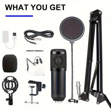 Microfono Depusheng Profesional de Conector y Jugar, Tarjeta de Condensador Cardioide con Conjunto de Sonido para Computadora, para Transmisiones en Vivo, Podcasts, Grabación de Estudio y Juegos