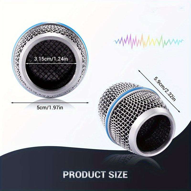 Cabeza de reemplazo de malla metálica para SM58/BETA58/BETA87 de BOMGE - Ventilación de micrófono de mano de hierro duradera para Shure BLX4/PGX4/QLXD4/SLX4/ULXD4, no necesita batería, equipo de audio profesional, acabado metálico elegante, construcción