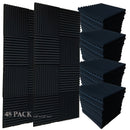 Conjunto de 48 Paneles de Pared Insonorizantes de Espuma Negra para Estudio, 12"x12"x1" - Espuma de Alta Densidad para Grabación y Absorción del Sonido, Ideal para Músicos
