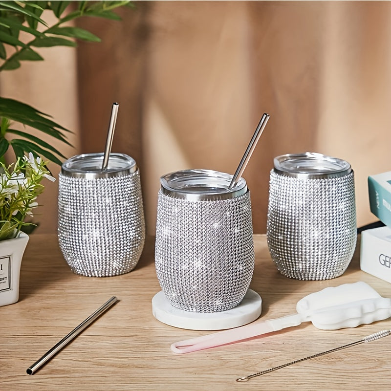 [Vaso Aislado de Acero Inoxidable] Vaso Aislado de Acero Inoxidable de Doble Capa de 12oz/350ml - Brillante, Adecuado para Jugo, Vino Tinto, Agua, Té y Bebidas Festivas