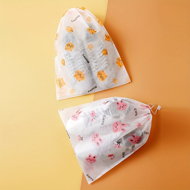 10 piezas de bolsas de almacenamiento de zapatos HEART LEAF - Pruebas de polvo, pruebas de polilla y organizador de tejido no tejido para zapatos pequeños y grandes, transparentes con cierre de cordón, mantienen tu gabinete de zapatos organizado y elegan