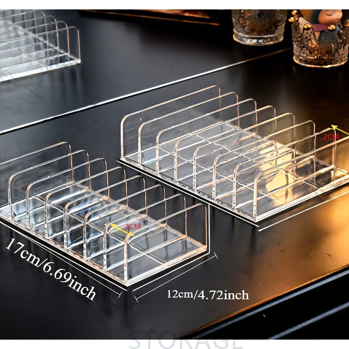 Organizador de Paleta de Sombras de Ojos de Acrílico Transparente - Estante de Almacenamiento de Cosméticos Portátil con Cajón para Baño y Tocador