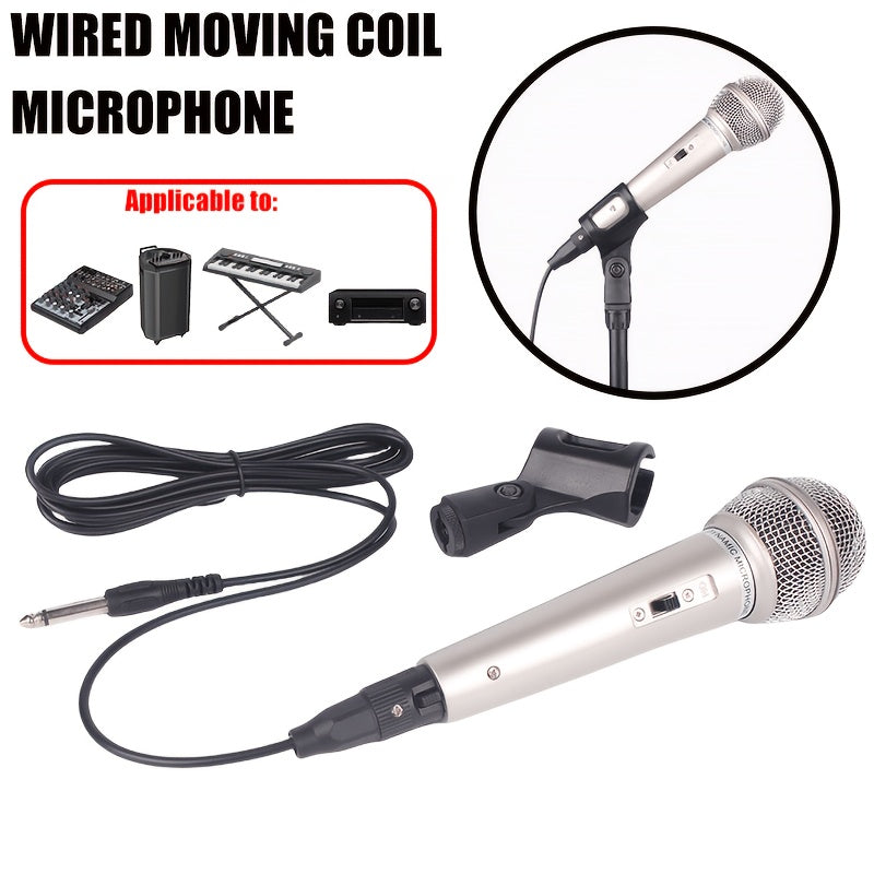 1 micrófono de bobina móvil con cable profesional Rzosom, micrófono dinámico de mano con conector de 6,35 mm, patrón polar unidireccional, para karaoke, sistemas de megafonía, amplificadores, mezcladores, teclados electrónicos, transmisión en vivo, graba