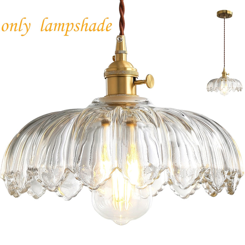 Pantalla de lámpara moderna en vidrio ámbar con forma de tulipán - Pantalla soplada a mano con detalles en metal pulido, 4.19 cm en la parte superior x 25.48 cm de diámetro x 12.95 cm de altura, para lámparas de piso, mesa, pared y candelabros - Accesori