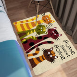 Tapete de suelo impreso con dibujos animados de cuatro gatos pequeños, super lindo, tapete de suelo de gato de dibujos animados cálido, adecuado para decorar salas de estar y