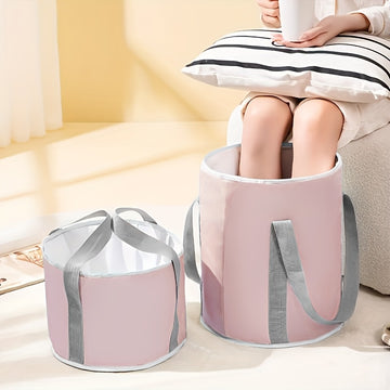 Bañera Portátil Plegable para Pie, Hogar y Viajes - Masaje con Burbujas, Mangos Ergonómicos, Sin Necesidad de Electricidad, Diseño Ligero y Duradero, Rosa y Gris