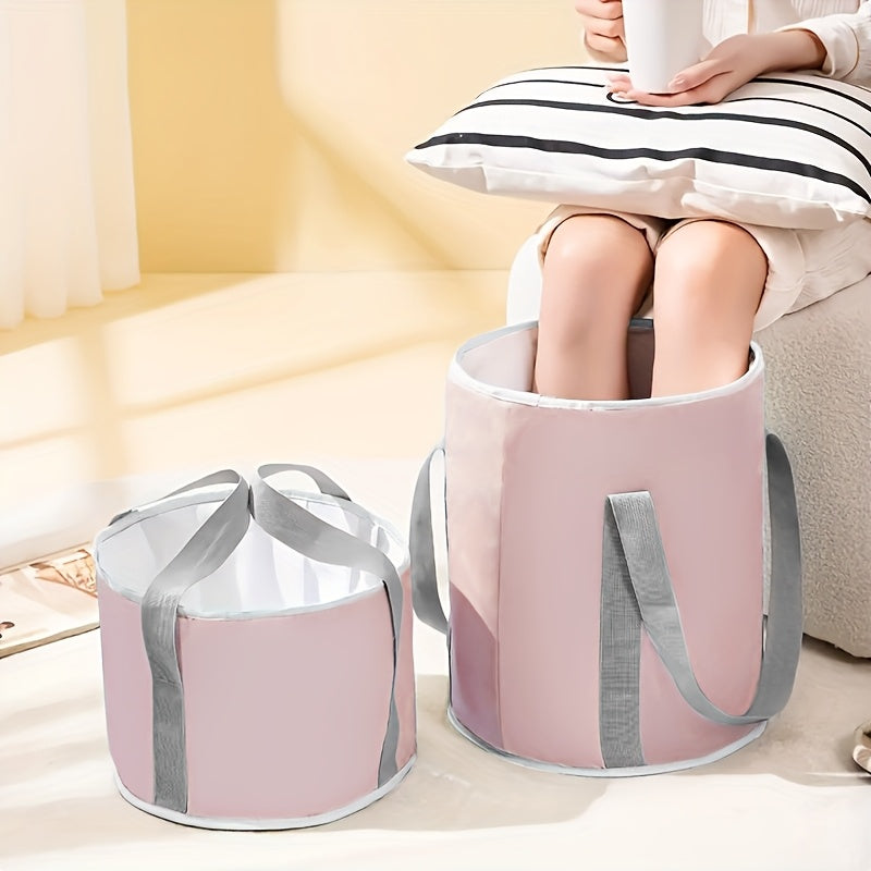 Bañera Portátil Plegable para Pie, Hogar y Viajes - Masaje con Burbujas, Mangos Ergonómicos, Sin Necesidad de Electricidad, Diseño Ligero y Duradero, Rosa y Gris