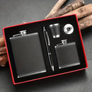 1 Juego de 8oz/1pc 30Z/1pc 80Z Frasco de Cuero Negro 8oz 18/8 acero inoxidable envuelto en cuero suave al tacto Set de Regalo 2 tazas y chimenea 100% a prueba de fugas para whisky, ron y vodka para hombres y mujeres