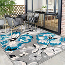 Siete Ciervos Alfombra de Exterior de Veludo Ultra-Suave - Antideslizante, Lavable en Máquina, Patrón Geométrico en Azul, Blanco y Gris - Alfombra Ligera y Duradera para Patio, Camping y Decoración del Hogar, Decoración de Patio | Acento Moderno del Hoga