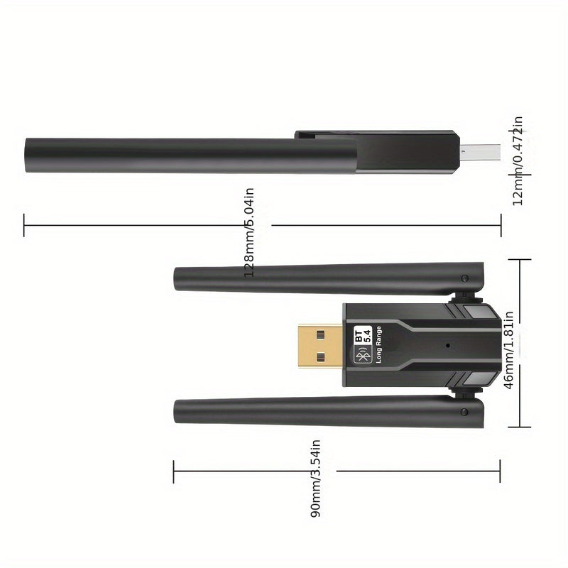 Adaptador inalámbrico 5.4, receptor y transmisor USB, compatible con Windows 8.1/10/11, sin controlador, enchufa y juega. Compatible con versiones 5.3/5.1/5.0/4.0/3.0BT. Ideal para altavoces, auriculares, teclados, ratones, teléfonos móviles, tabletas y