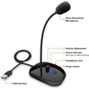 Microfono de cuello de cisne para escritorio, enchufar y listo, compatible con computadoras portátiles y PC, ideal para transmisiones en vivo, cantar, juegos, chats, videollamadas, actuaciones en fiestas y micrófonos de estudio para discursos