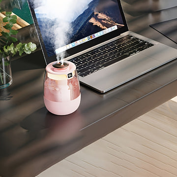 Humidificador USB de gran capacidad, humidificador con pantalla digital para dormitorio y escritorio en casa, diseño de doble rociado de niebla pesada, mini portátil para oficina
