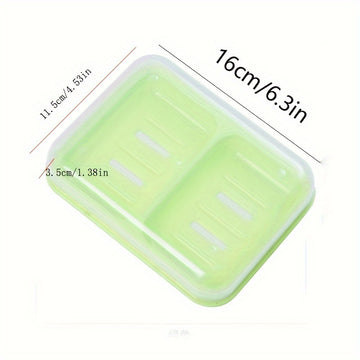 1 Pieza, Caja De Jabón De Drenaje De Doble Rejilla, Jabonera De Plástico Con Tapa, Accesorios De Baño