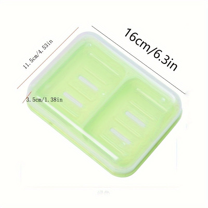 1 Pieza, Caja De Jabón De Drenaje De Doble Rejilla, Jabonera De Plástico Con Tapa, Accesorios De Baño