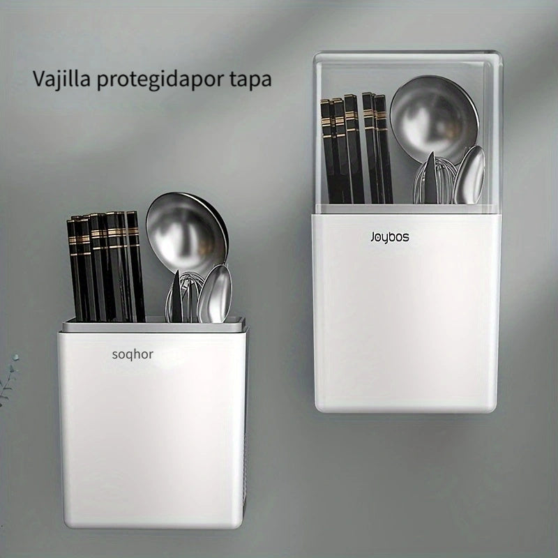 1 contenedor de plástico versátil para utensilios de cocina, con bandeja de goteo desmontable, ideal para guardar cubiertos, cucharas, tenedores y palillos en la encimera del hogar