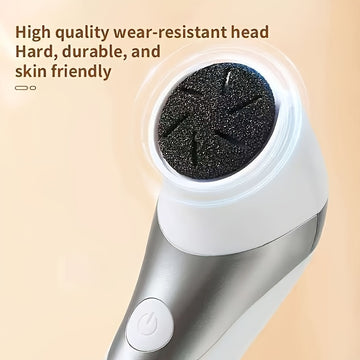 Removedor eléctrico de callos recargable por USB, herramienta de pedicura portátil con rodillos intercambiables para pies suaves y lisos, limpieza profunda y eliminación de piel muerta, diseño en blanco y gris, herramienta de pedicura para el hogar, mate