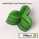 100 Piezas de Hojas Triangulares Artificiales para Rosas, Ideales para Decoración de Bodas y Hogar - Hojas Simuladas para Arreglos Florales y Escenarios, Perfectas para Navidad y Acción de Gracias