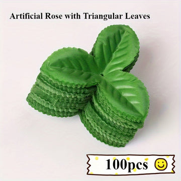 100 Piezas de Hojas Triangulares Artificiales para Rosas, Ideales para Decoración de Bodas y Hogar - Hojas Simuladas para Arreglos Florales y Escenarios, Perfectas para Navidad y Acción de Gracias