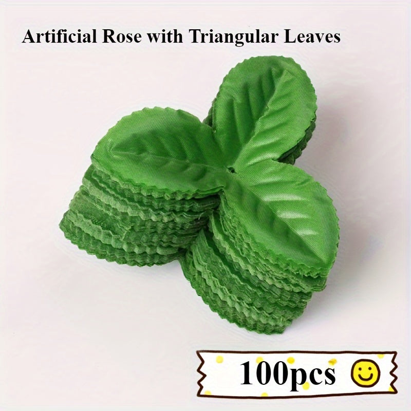 100 Piezas de Hojas Triangulares Artificiales para Rosas, Ideales para Decoración de Bodas y Hogar - Hojas Simuladas para Arreglos Florales y Escenarios, Perfectas para Navidad y Acción de Gracias