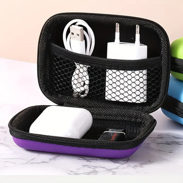 Estuche bohemio para audífonos de EVA - Organizador de viaje compacto para auriculares, cargadores, cables y más con cierre de cremallera, funda portátil, bolsa pequeña, organizador electrónico, tarjetas SD y joyeros