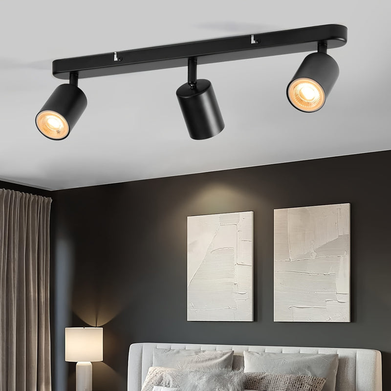 1pc Luz de techo LED con 3 Bombillas, foco giratorio para techo GU10, barra de focos de techo moderna para cocina, dormitorio y sala (Bombilla no incluida)