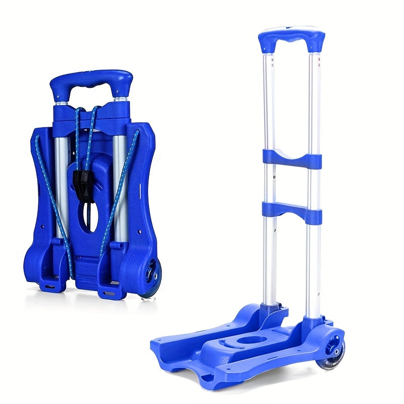 1 pieza de camión de mano plegable de aluminio ligero con 2 ruedas - Carrito de equipaje portátil y plegable para viajes de aeropuerto y mudanzas, negro, esenciales para el viaje | Manija ergonómica | Base de plástico duradera, carrito de viaje