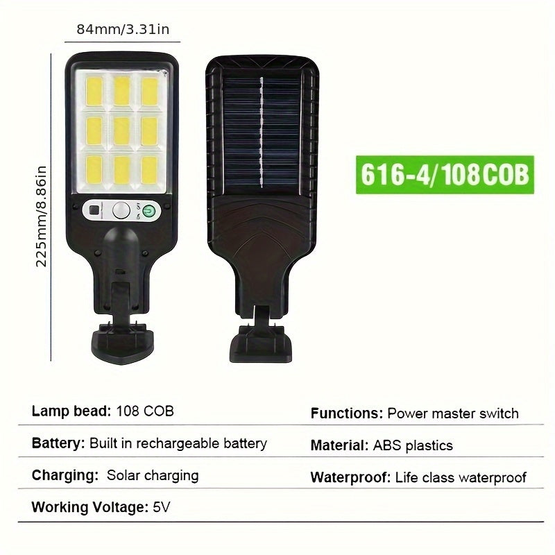 Luz de calle con control remoto alimentada por energía solar, con carga automática, detección de brillo y iluminación nocturna -, desde el anochecer hasta el amanecer, carga automática para garaje, exterior de RV - Diseño duradero de plástico, luces sola